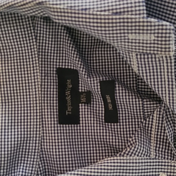 Taylor Wright Checked blue white collar dress shirt - Picture 3 of 3